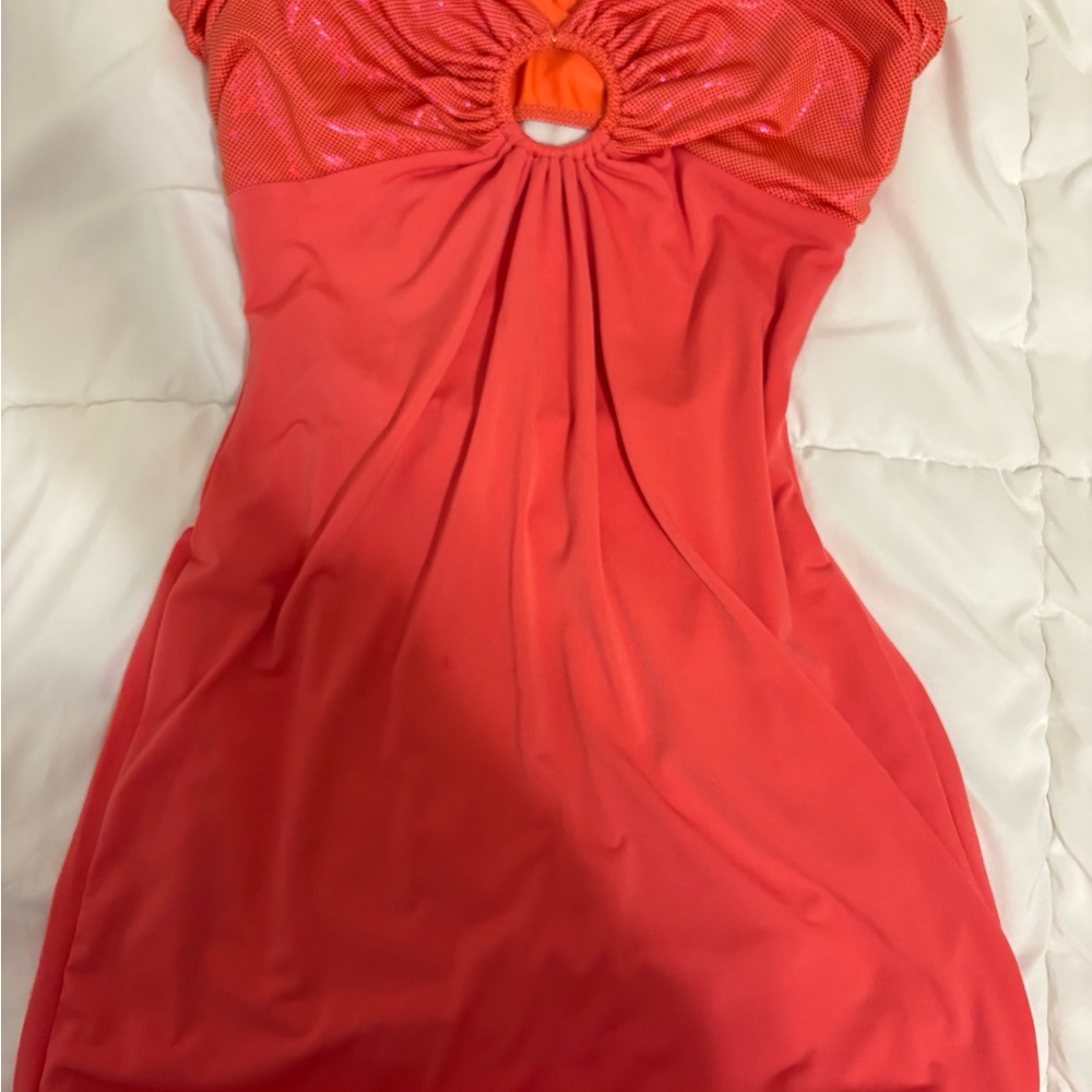 Lucy in the Sky Coral Keyhole Dress